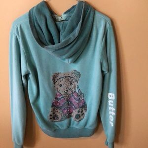 Green Butter Jacket With Bedazzled Bear On Back